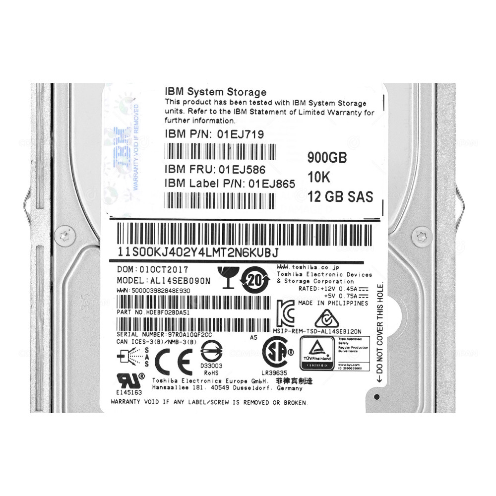 01EJ586  IBM HDD 900GB 10K SAS 12G 2.5" SFF FOR IBM STORWIZE V3700